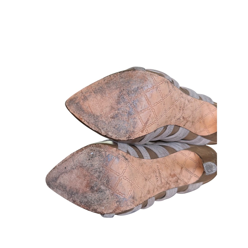 LAMB Gwen Stefani Tan Suede Leather Crisscross Strap Stiletto Booties - Picture 8 of 11